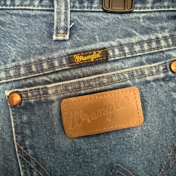 Urban Renewal/Wrangler Blue Denim Skirt with Plaid Accents - Picture 3 of 6